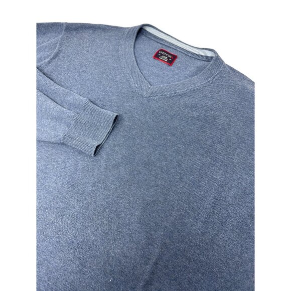 UNTUCKit V Neck Sweater Blue Size Large Long Sleeve Cotton - Picture 1 of 4